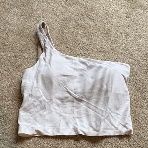 Lululemon Athletica One-Shoulder Ribbed Crop Top - Cream